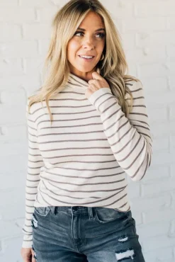 Tate Striped Turtleneck Top