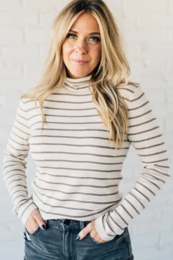 Tate Striped Turtleneck Top