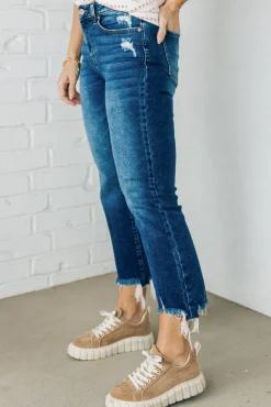 Theo Frayed Crop Jeans - ZENANA