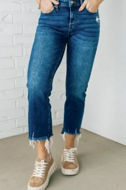 Theo Frayed Crop Jeans - ZENANA