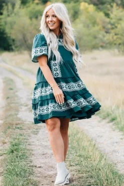 Tiered Mini Dress with Applique