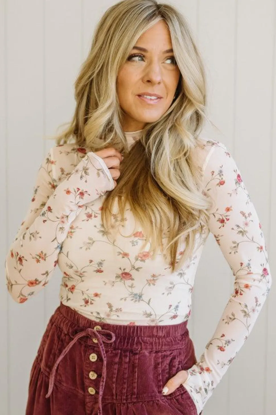 Vintage Floral Mesh Top