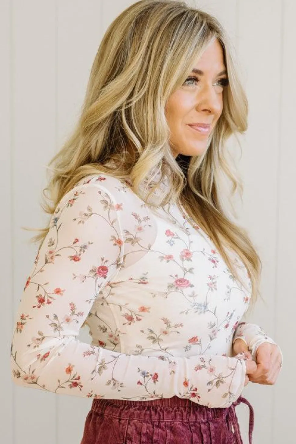 Vintage Floral Mesh Top