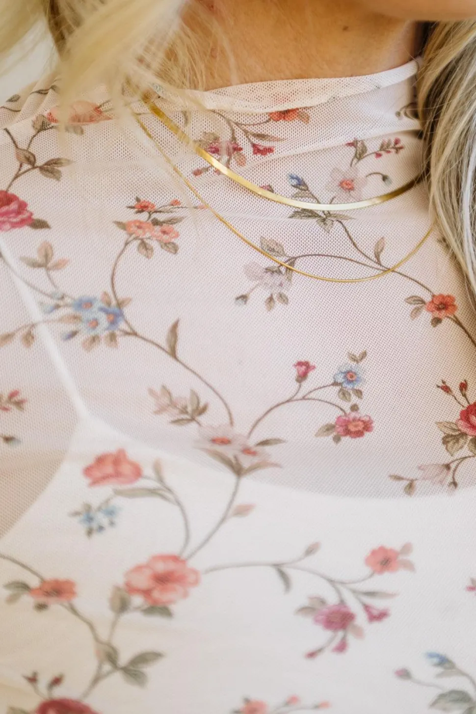 Vintage Floral Mesh Top