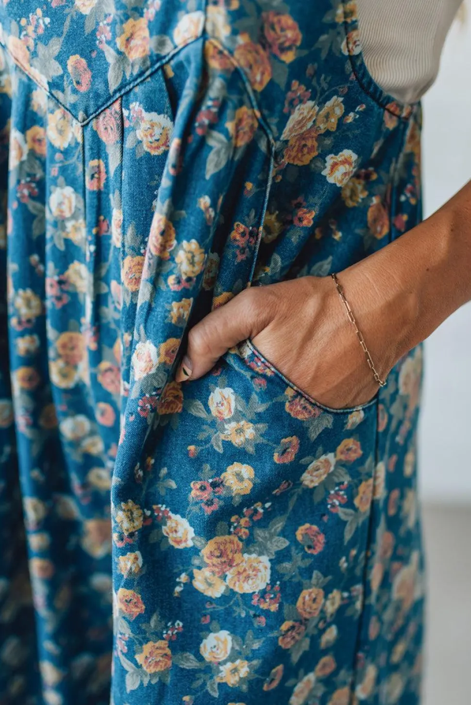 Vintage Rose Denim Overalls - BIBI