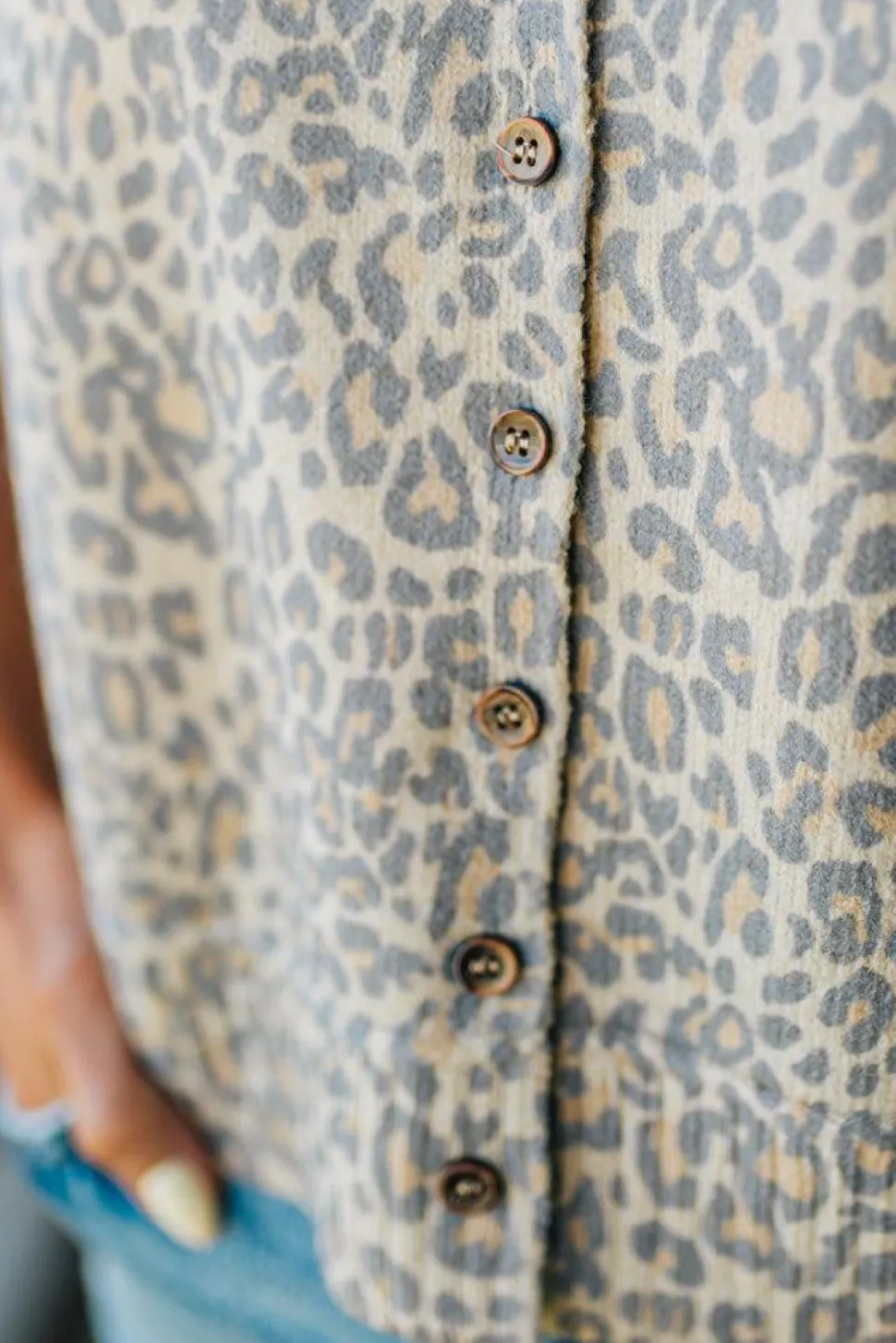 Vintage Wash Leopard Buttoned Top