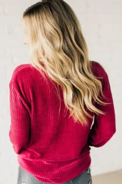 Waffle Knit Chenille Sweater