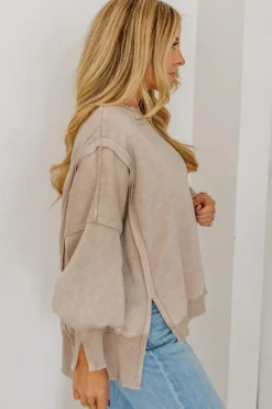 Wide Neck Drop Shoulder Pullover