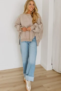 Wide Neck Drop Shoulder Pullover