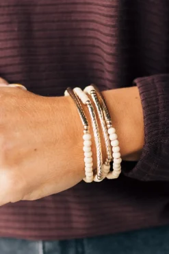 Wood Bead Stretch Bracelet Set | Natural