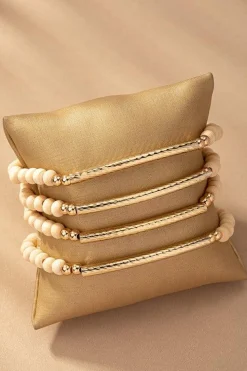 Wood Bead Stretch Bracelet Set | Natural