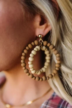Wooden Bead Double Hoops