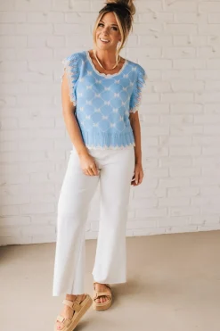 Woven Bow Scallop Sweater