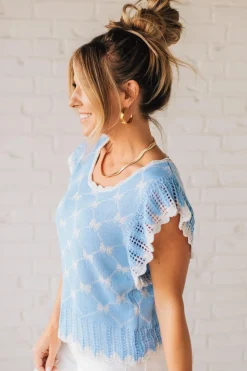 Woven Bow Scallop Sweater