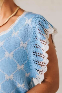 Woven Bow Scallop Sweater