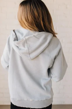 Zip Henley Acid Wash Fleece Hoodie
