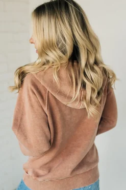 Zip Henley Acid Wash Fleece Hoodie