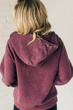 Zip Henley Acid Wash Fleece Hoodie